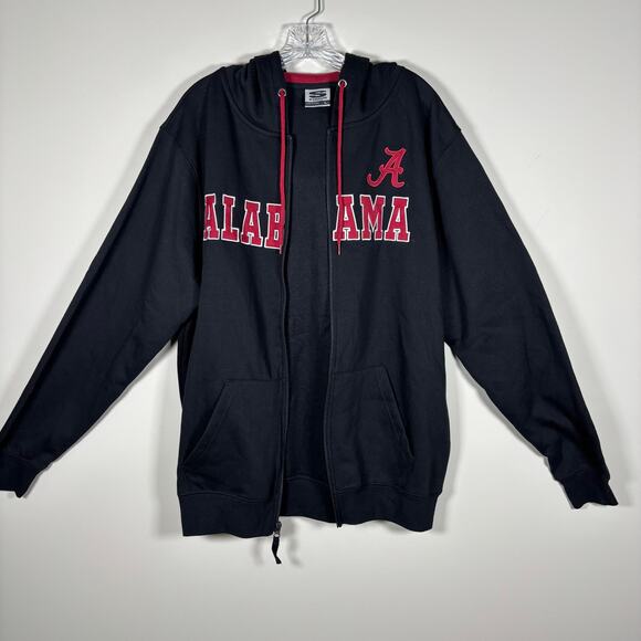 New Alabama Hoodie Adult Size Large Black Crimson Tide Sweatshirt Full Zip - Picture 7 of 7